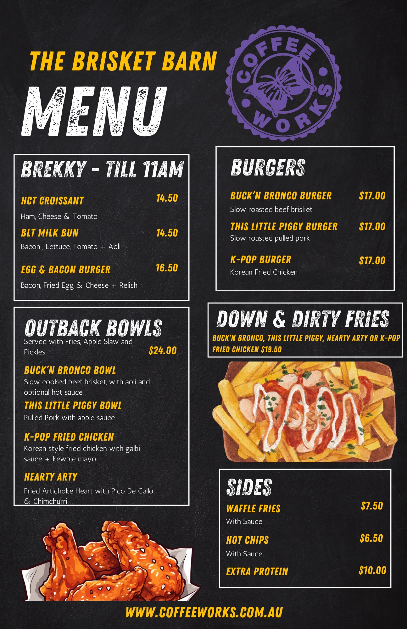 Black and Yellow Grunge Modern Restaurant Menu - 1